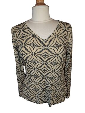 PIERRI New York NWT Stretchy Tan And Black Geometric Shimmery Top, Medium